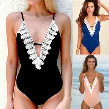 Seksi 2020 Summer Women ' s One Piece bikini čipke V-neck, odbojka na kupaći kostim za kupanje dame kupanje монокини push-up soft bikini