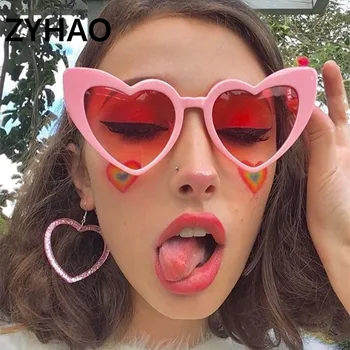 2020 Fashion Heart sunčane naočale ženske berba sunčane naočale Cat Eye plastične ružičaste sunčane naočale nijanse za žene Gafas Mujer De Sol