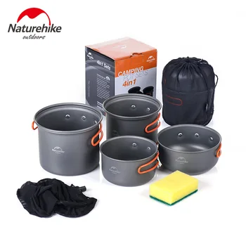 Naturhike -New Ultralight Outdoor Camping Cookware Posuđe Četiri Kombinacije Posuđa Posuđe Za Piknik Čaša Lonac Lonac Skup