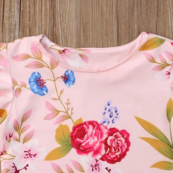 2018 Summer Seller Kid Baby Girls cvjetnim vrhovima majica traper rupe hlače komplet odjeće veličina 1-4 T