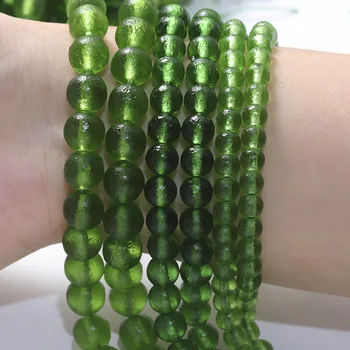 Mat zelene češki meteorit staklo okrugle perle kristalne perle za izradu nakita 15