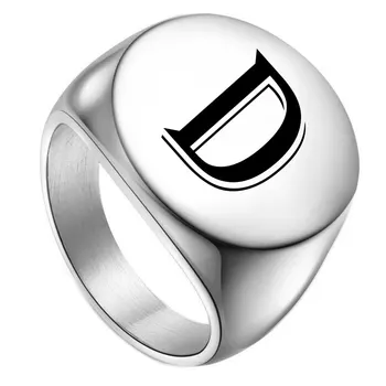 Klasicni inicijale pečatni prsten za muškarce 22 mm težak težak pečat muški remen slova od inoxa prilagođene nakit poklon za njega