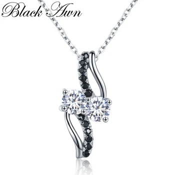 BLACK AWN Classic Real 925 Sterling Silver Fine Jewelry modni angažman ogrlice i privjesci za žene K024