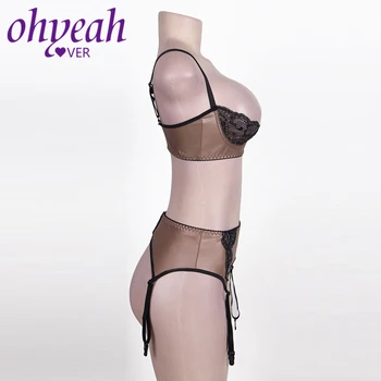 Ohyeahlover Women Open Cup Bra Set Sex Lingerie Erotska Plus Size 5XL Feminino Lace Push Up Grudnjak Donna Intimo Sexy Hot RM80313