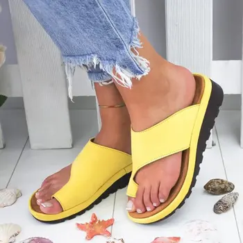 Žene umjetna koža obuća udobna platforma male potplat dame povremene blage palac noge korekcije sandale kupnju male potplat sandale 987