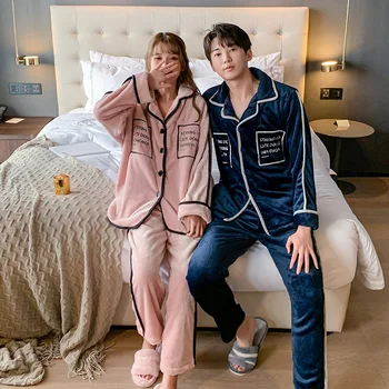 2020 topla zima pidžama set za žene muškarci par moda debeli flanel baršun sna pidžame može se nositi i izvan kuće nositi odijelo