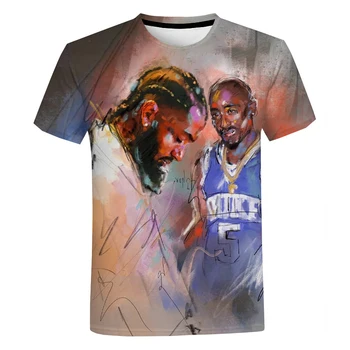 2Pac & Nipsey Hussle 3D Print T-Shirt Muški Žene ljeto svakodnevni hip-hop majica Tupac Harajuku ulica odjeća plus veličina majice
