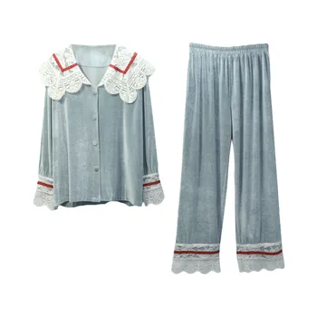 Ženska пижама debeli flanel topla ženska zimska пижама s okruglog izreza Пижамный kit kućna odjeća dugih rukava pune hlače od dva dijela