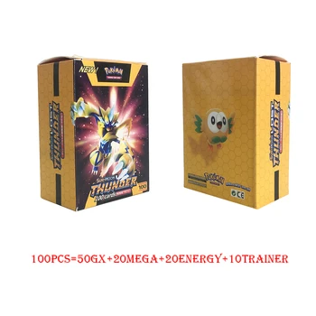 TAKARA TOMY Pokemon 100pc GX MEGA TRENER ENERGY Flash Card 3D verzija mač, štit Sunce Mjesec kartica коллекционный dar dječja igračka