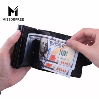 Poslovne tanak novčanik umjetna koža aluminijska dvostruka držač kartice automatski pop-up ID kreditna kartica torbi RFID zaključavanje