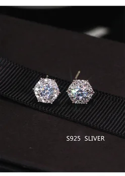 Ručni rad S925 srebra jednostavan cijele Bling CZ Cirkon je kamen Stud naušnice nakit korejski naušnice za žene i Djevojke