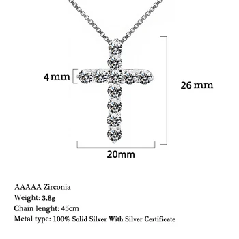 YANHUI Have Certificate Original 925 Solid Silver Wedding Necklace For Women Cross Zirconia Diamond Pendant ogrlica PN10