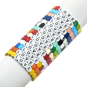 ZMZY Rainbow Letter Bracelet Tile narukvice za žene Love Gifts Bohemian Chic Bangle Jewelry Colorful Friendship Pulseira
