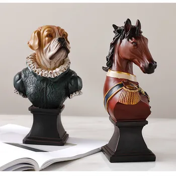 Kod Chen Long nordijske kreativne životinje konj ukupna brojka pas gospodin kip smole zanat Britpop dekoracije za dom R3250