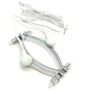 Električni impuls od nehrđajućeg čelika usne spona vaginalno ogledala električni šok host kabel ženski masturbator flert SM igračka