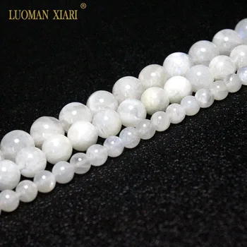 Fine AAA prirodni bijeli mjesečev kamen perle dragulj perle za izradu nakita DIY narukvica i ogrlica 6/8/10 mm Strand 15