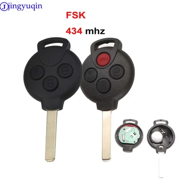 Jingyuqin Remote Key Case Cover Keyless Entry Fob 3/4 gumb za MERCEDES BENZ, Smart Fortwo 451 FSK 434MHZ Remote Key Car