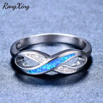 RongXing plava Vatreni opal je Kamen Beskonačnosti prsten za žene i muškarce srebrna boja val пересеченное prsten Cirkon nakit poklon RS0235