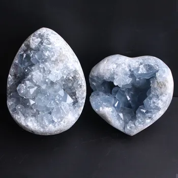 Veliki veličina prirodni plavi Целестит Crystal ljubav u obliku srca klaster Друза жеода dar ozdravljenja Reiki kamen dekor