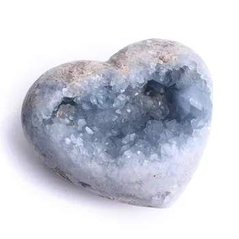 Veliki veličina prirodni plavi Целестит Crystal ljubav u obliku srca klaster Друза жеода dar ozdravljenja Reiki kamen dekor