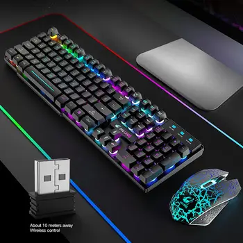 T3 Wireless Punjive Colorful Light Gaming Keyboard Miš Set for Laptops