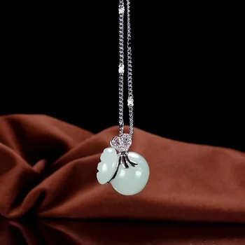 Prirodni jadeit optočena blagoslov torba privjesak ogrlica nakit darove budistički Lakovi urezana moda Šarm žene Amulet