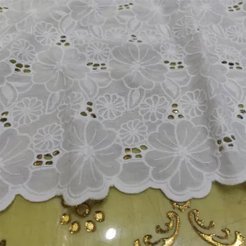 Bijela švicarski pamučnim veo prorez cvjetne čipke tkanina za haljine, Diy vezene haljine šarenilo šivanje tkanine širine 130 cm