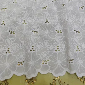 Bijela švicarski pamučnim veo prorez cvjetne čipke tkanina za haljine, Diy vezene haljine šarenilo šivanje tkanine širine 130 cm