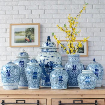 Цзиндэчжэнь stari plavi i bijeli đumbir jar novi kineski hram jar starinski istraživanje svadbeni nakit porculan stakleno keramička vaza jar