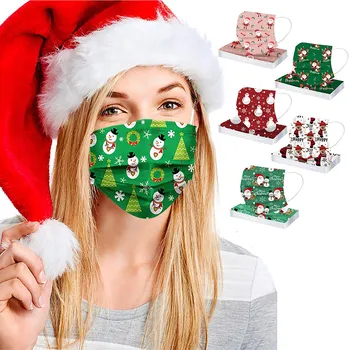 50шт prozračna jednokratna Božićno maska unisex tiskani božićne mekane maske za odrasle 3-slojni maske za lice masque noel K4