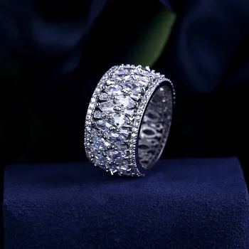 Trendi ženski nakit ručne izrade kubni cirkonij prsten bijelo zlato-prsten boju sa sjajnim austrijskim kristalima R90139R