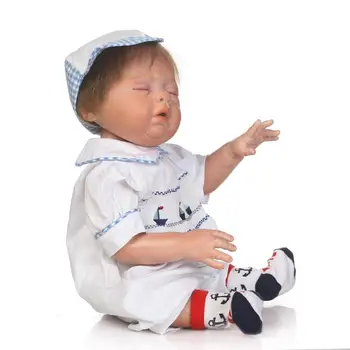 NPK realan i pravi touch baby lutke puni vinil lutka slatka tamno plavo odijelo spavanje dječak za djecu poklon za Rođendan