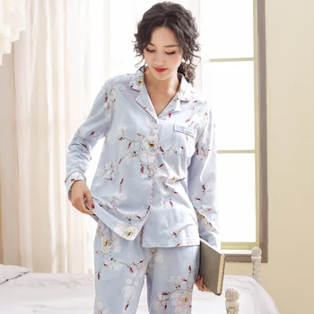 Plus veličina M-3XL žene cvijet pidžama setove 2 kom komplet Sleep Lounge pamuk sportski kostim Seksi proljeće i jesen пижама noćni odijevanje
