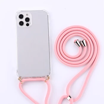 Luksuzni transparentno lančani torbica za telefon Crossbody ogrlica kabel uzicom rope za iPhone 12 Mini 7 8 Plus XS XR 11 Pro Max SE poklopac