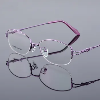 Prozirne naočale Cat Eye Alloy Frame Women Optical Clear Len pri odabiru čaše za vino Myopia Frames Eyewear Half-frame recept rimless