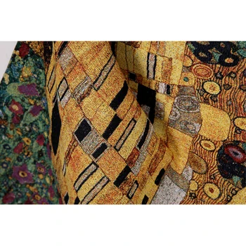 139см x 89 cm vjenčani dar Klimt Poljubac ljubav zidna tapiserija Zlatna nit tkani umjetničke goblena za dom dekor pozadine