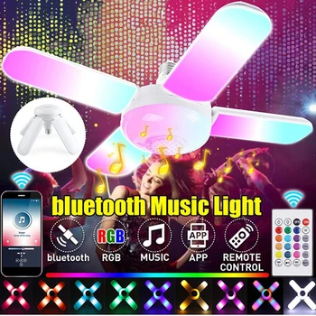 Bluetooth slušalica LED glazbena žarulja E27 Party Svjetla spavaća soba Smart stropni ventilator Svjetla hladno lampa sa/bez daljinskog upravljača