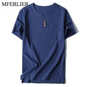MFERLIER ljetna košulja muškarci velike veličine 5XL 6XL 7XL 8XL 9XL 10XL pamuk posteljinu poprsje 154 cm shirt muški 5 boja