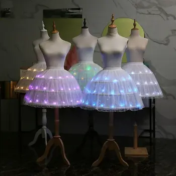 Žene Lolita cosplay tila suknja podesivi led svjetlo sjajni balet ples kratki haljina 3 čeličnih obruča donja suknja
