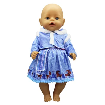 Plava topla haljina lutka odjeća odgovara 17 cm 43 cm lutka odjeća rođen dijete odijelo za dijete Rođendan festival poklon